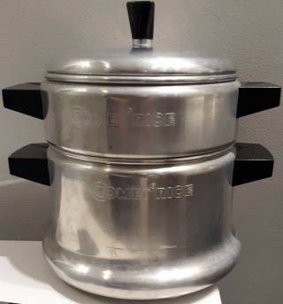 Vintage Comet 3 Pc Stovetop Rice Steamer / Cooker Pan Pot - Mid - Century