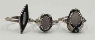 Vintage Navajo Annie Chapo Sterling Silver Rings 2 - Sz 7,  Size 6 Mother Of Pearl