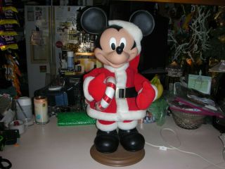 Vintage Disney Mickey Mouse Santa W/large Candy Cane Arms/head Move