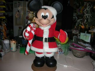 VINTAGE DISNEY MICKEY MOUSE SANTA W/LARGE CANDY CANE ARMS/HEAD MOVE 2