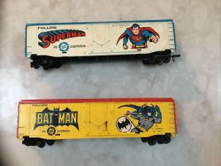 Vintage SUPERMAN and BATMAN DC COMICS 50 ' Box Cars HO Scale 2