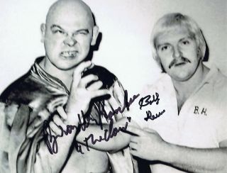 Bobby Heenan/baron Von Raschke Signed Autographed 8x10 Photo - W/coa - Wwe Rare