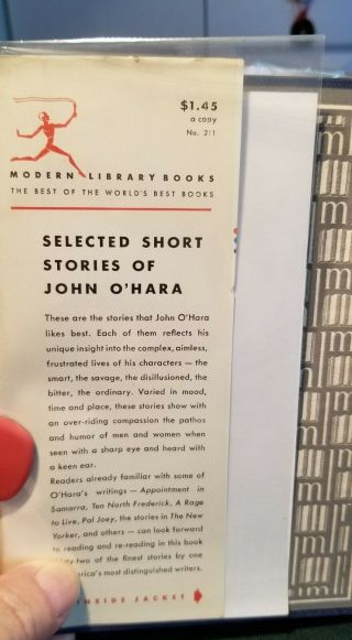 John O’Hara,  Selected Stories,  1st Modern Library Edition stated,  1956,  $1.  75 3