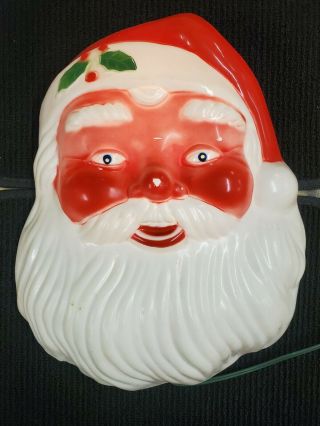 Vintage Noma Lighted Christmas Blowmold Hanging Santa Claus Face 2