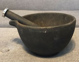Typhoon Black Cast Iron Mortar And Pestle,  Vintage Mortar And Pestle