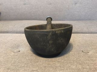 Typhoon Black Cast Iron Mortar and Pestle,  Vintage Mortar and Pestle 2