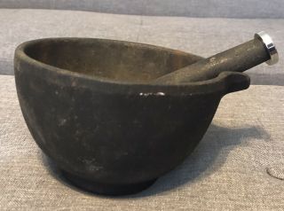 Typhoon Black Cast Iron Mortar and Pestle,  Vintage Mortar and Pestle 3