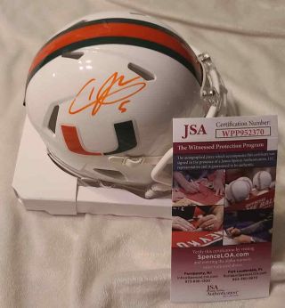 Andre Johnson Signed Miami Hurricanes Mini Helmet Jsa W Auth Orange