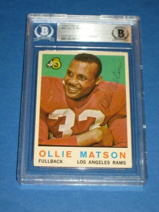 Ollie Matson (los Angeles Rams) Signed 1959 Topps Card 50 Beckett Authenticated