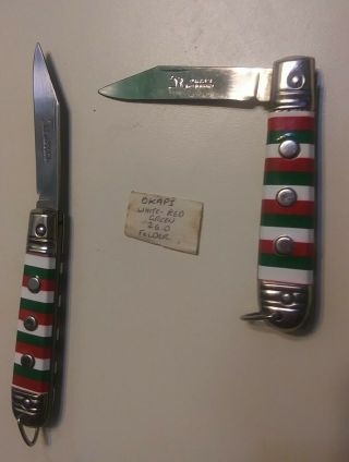 Vintage• Okapi• Folding Pocket Knife Made In Germany Candy Stripes Single Blade