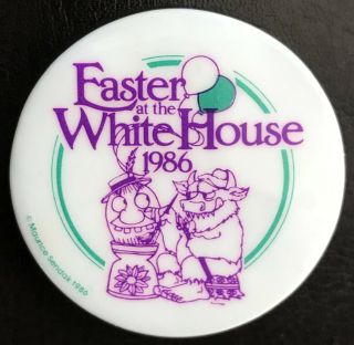 Rare Vintage 1986 Easter At The White House Ronald Reagan Pin - Back Button,  Bonus