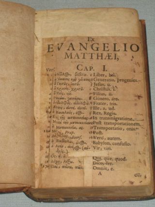 1700s Greek Latin Book Bible Dictionary Lexicon Graeco - Latinum Novum Testamentum