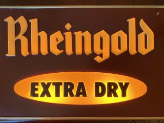Vintage Rheingold Extra Dry Beer Sign Lighted Plastic Man Cave Decor 20x14