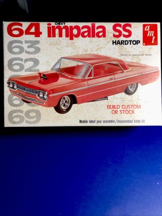 Amt ‘1964 Chevrolet Impala Ss Hardtop,  Vintage Unbuilt,  1/25 2203,  Complete Kit