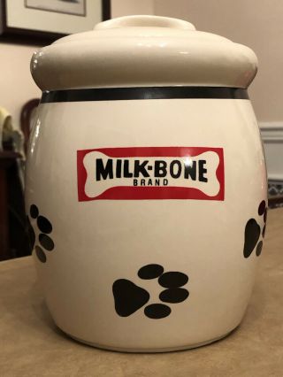 Vintage Milk - Bone Brand Dog Treat Ceramic Canister Cookie Jar Crock Doggy Chew
