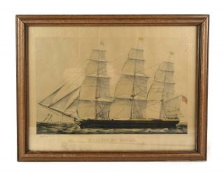 Vintage Hand Tinted Currier And Ives Homeward Bound Lithograph Reprint
