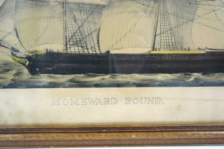 Vintage Hand Tinted Currier and Ives Homeward Bound Lithograph Reprint 2