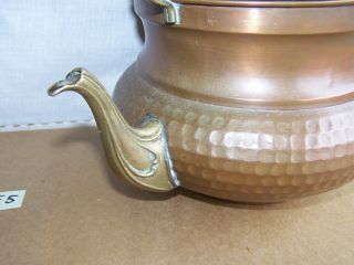 Vintage Copper And Brass Teapot With Wood Handle