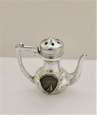 Vintage Collectable Nantucket Miniature Metal Teapot Salt Or Pepper Shaker