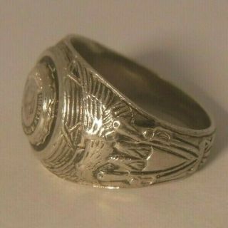 Vintage Morgan Park Military Academy Chicago Sterling Silver Ring Sz 9.  5 Eagle