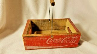Vintage Red Coca Cola Wood Carrier Box W/ Bale Handle - Coke Box - Cola Box Caddie