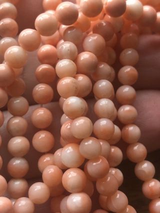 Vintage Old Stock 4mm Natural Angel Skin Coral Round Salmon Beads 12in Strand