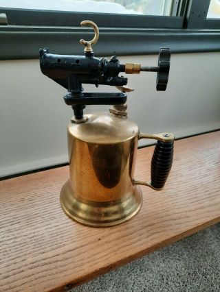 Antique Vintage Gasoline Brass Blow Torch Welding Soldering Gas