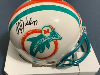 A.  J.  Duhe Miami Dolphins Signed Riddell Mini Helmet