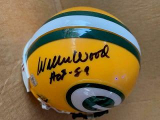 Willie Wood Signed Green Bay Packers Mini - Helmet - Hof 1989,  Wfl