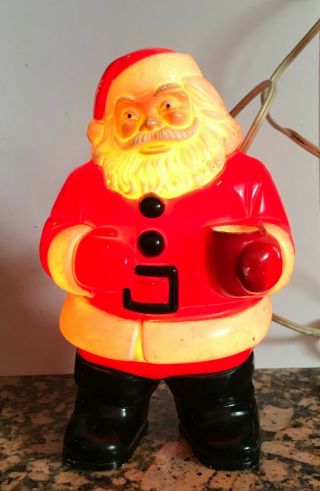 Vintage 7 " Hard Plastic Light Up Santa And In