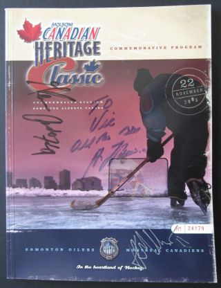 2003 Heritage Classic 1st Outdoor Game Program Signed Lafleur,  Anderson,  Muller