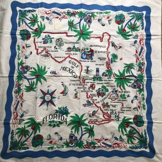 Vintage Florida Souvenir Tablecloth Pre - Disney -