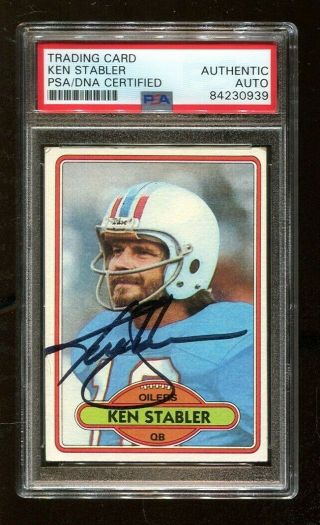 Ken Kenny Stabler Signed 1980 Topps 65 Autographed Oilers Psa/dna