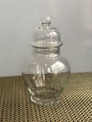 Vintage Clear Glass Apothecary Candy Jar With Lid Drugstore Pharmacy