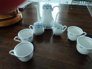 Vintage Vista Alegre Ruban Blue Fine Porcelain China Portugal Tea/coffee Set