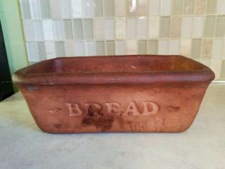 Rare Vintage 1979 Red Clay Terra Cotta Pottery Loaf Bread Pan Planned Pottery 2