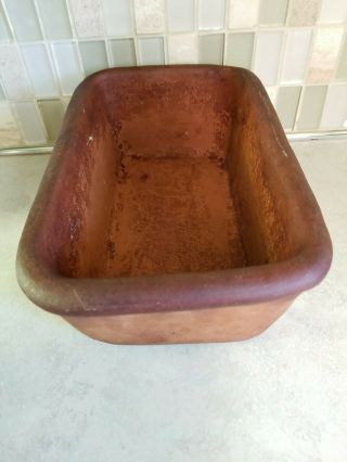 Rare Vintage 1979 Red Clay Terra Cotta Pottery Loaf Bread Pan Planned Pottery 3