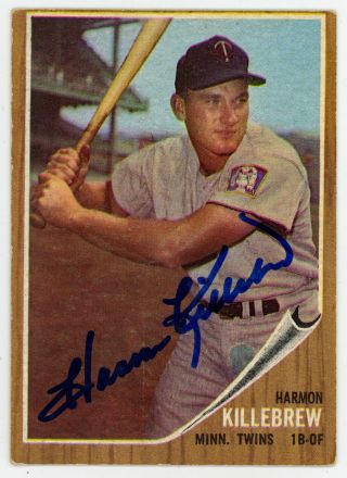 1962 Topps Hand Signed Harmon Killebrew 70 Autographed Baseball Card Twins