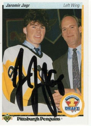 1990 - 91 Upper Deck 356 Jaromir Jagr Hand Signed Rookie Card Penguins - Jsa