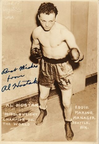 Al Hostak World Middleweight Champion Hand Signed C.  - 1950