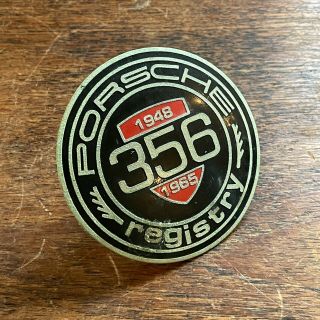 Porsche 356 Registry Decklid Badge Emblem W/ Bracket Vintage Enamel