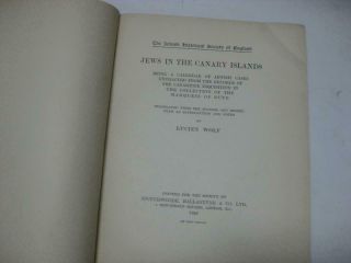 1926 London Jews In The Canary Islands Being A Calendar Of Jewish Cases Extracte