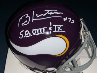 Bob Lurtsema Minnesota Vikings Sb Viii,  Ix Signed Mini Helmet