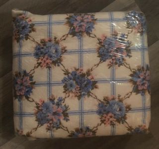 Vtg Fashion Printed Blanket blue floral Preston USA Twin - Full Bed NOSWT NIP 2