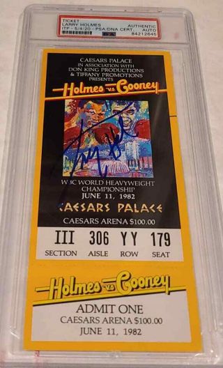 Larry Holmes Vs.  Gerry Cooney Autographed Boxing Fight Ticket Holmes Psa