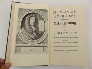 1958 Mechanick Exercises On The Whole Art Of Printing 1683 Joseph Moxon Plates