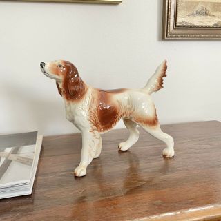 Vintage Red And White Irish Setter Porcelain Figurine| Setter Hunting Dog