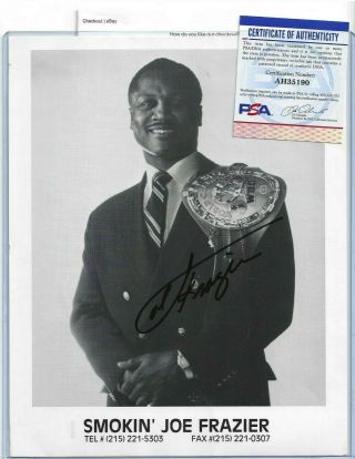 Joe Frazier Autographed 8x10 Photo Psa Professional Boxing Champion