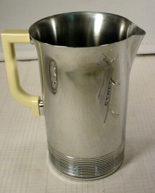 Vintage 8 Art Deco Chase Chrome And Brass Co.  Pitcher W / Cream Bakelite Handle