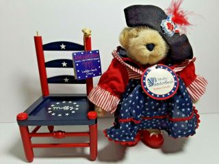 Muffy Vanderbear Yankee Doodle Bear Abearicana Ladderback Chair Vtg July 4th